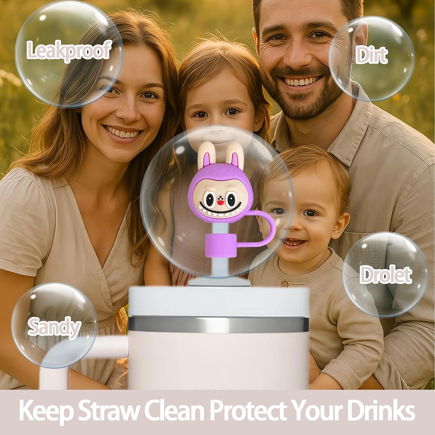 7PCS Cute Straw Cover Cap for Stanley Cup，Reusable Straw Toppers Compatible with Stanley 30&40 Oz Tumbler，Silicone Lid Cover for Cup Accessories image 4