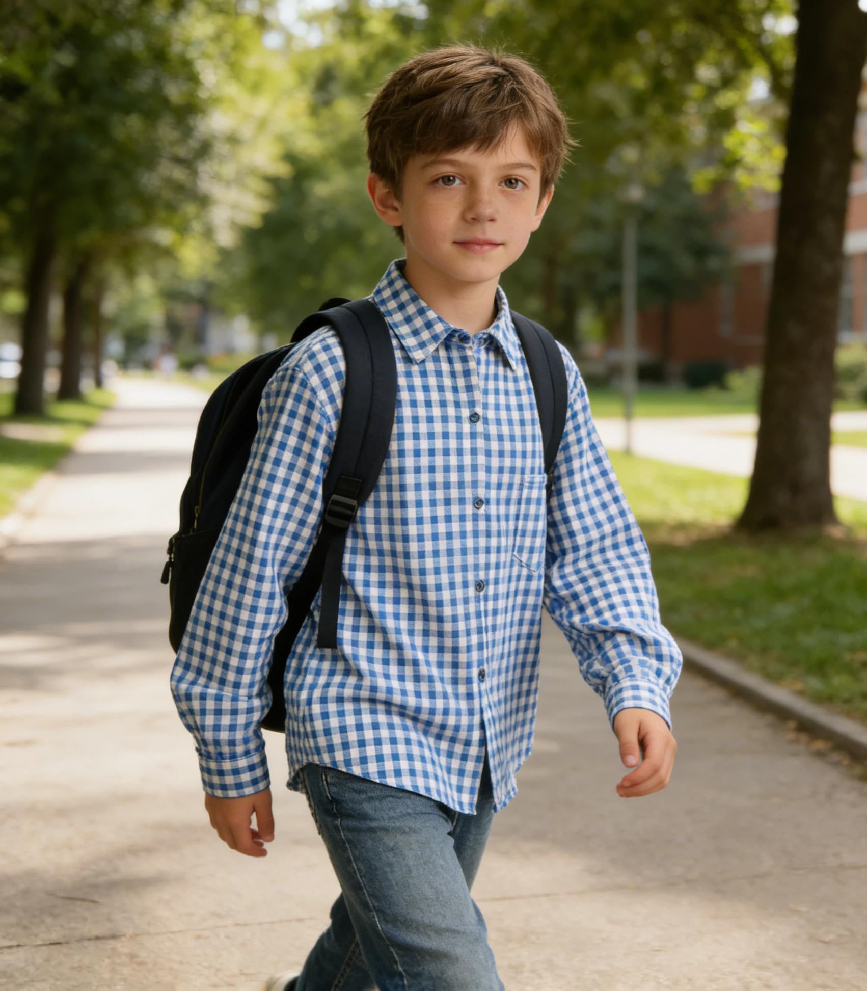 Rolanko Camisa de Cuadros para Niñas Niños Manga Larga Algodón Chaqueta con Botones Informales Ligera Blusas