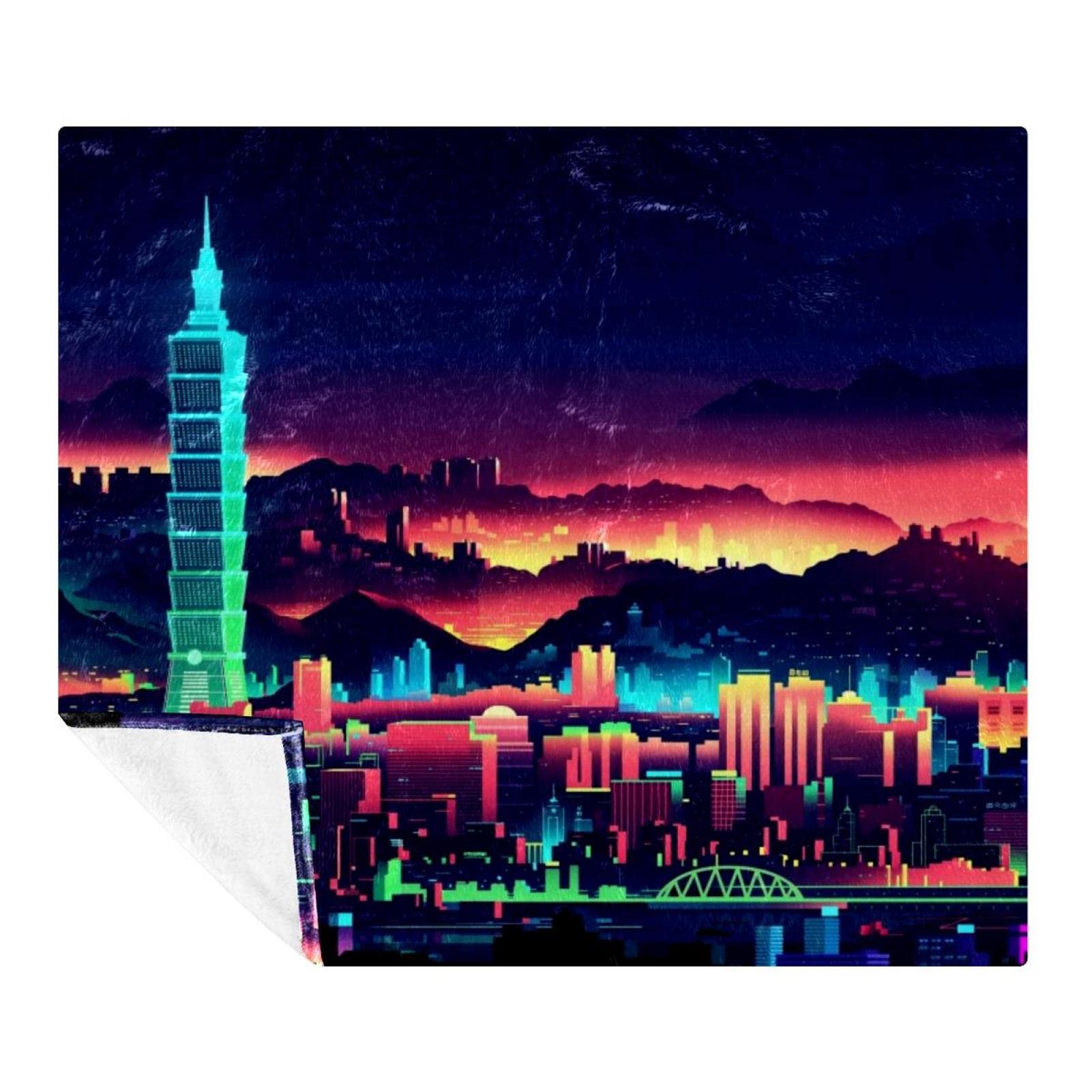 Couverture douce City Night en microfibre polaire 150x200 cm pour adulte et enfant