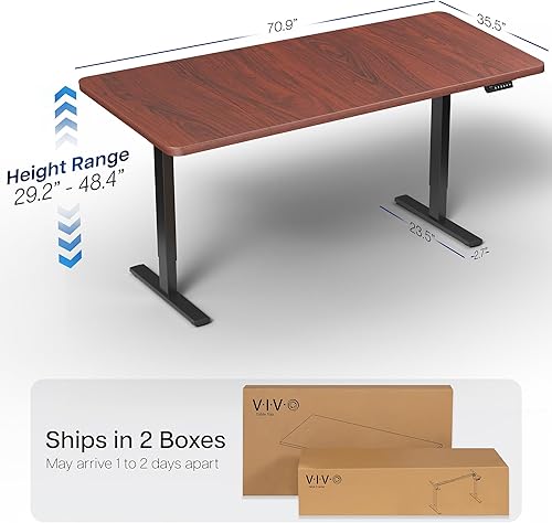 Vista 755 de VIVO DESK-KIT-1W6G - Escritorio eléctrico de pie de 60 x 24 pulgadas, ajuste de altura de memoria, serie 1B, parte superior de nogal oscuro de una