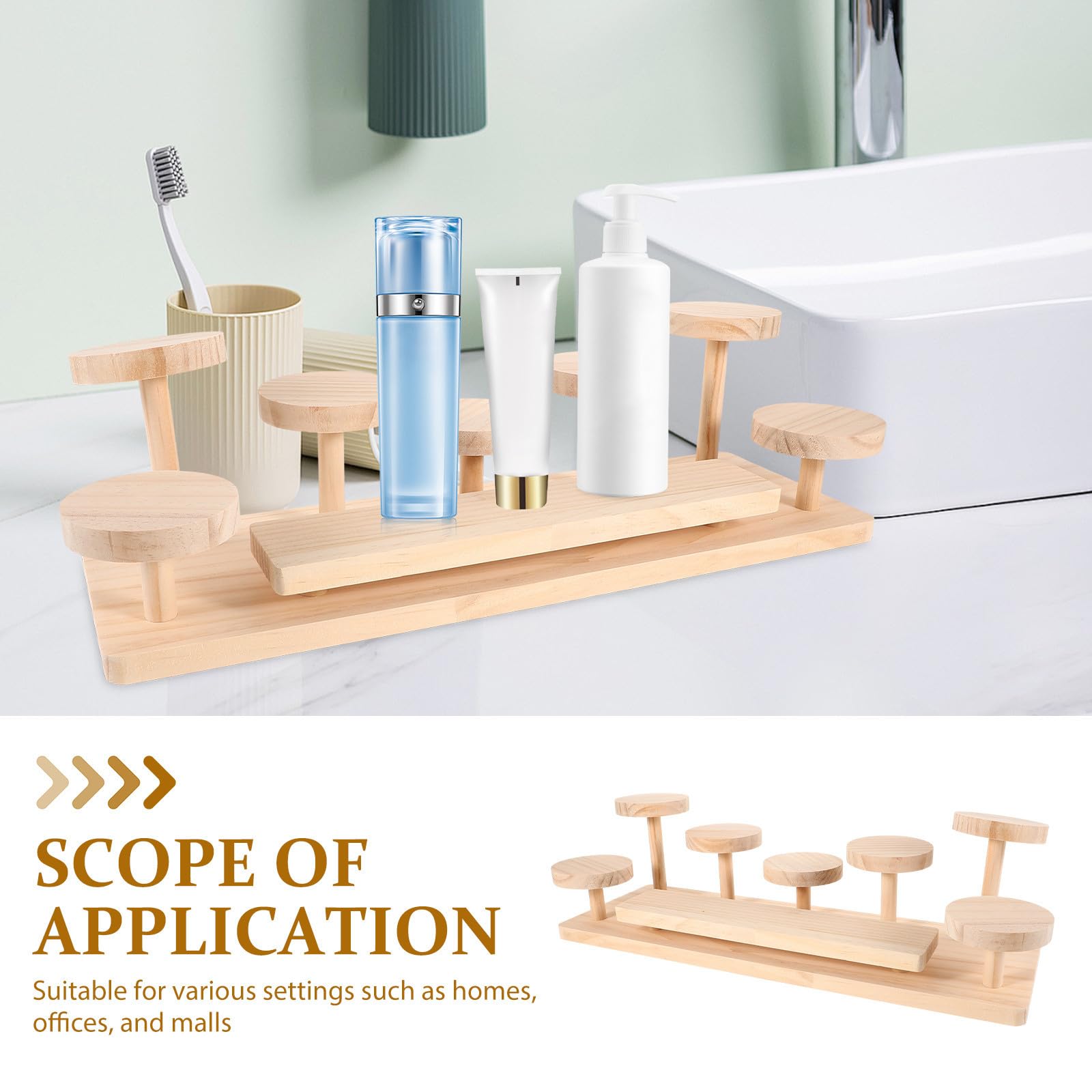 Toyvian Organizador de Perfumes de Madera Beige para Sobremesa | Expositor Multifunción, Uso en Escritorio o Centros Comerciales, para Fragancias y Cuidado Facial