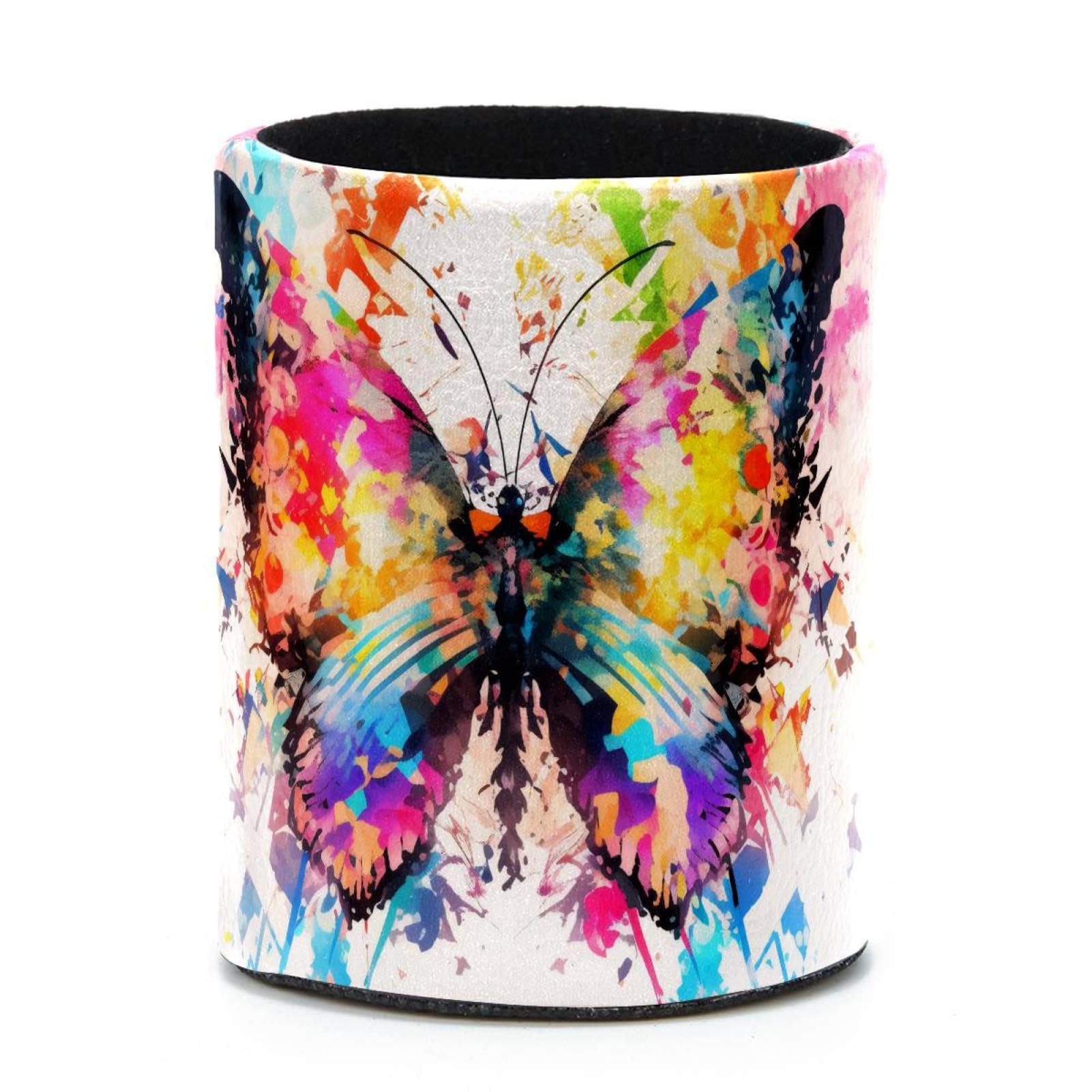 VAPOKF Round Pencil Holders for Desk, Watercolor Butterfly Pen Holders Pen Pot Makeup Brushes Storage Desktop Stationery Supplies Organiser for Home Office