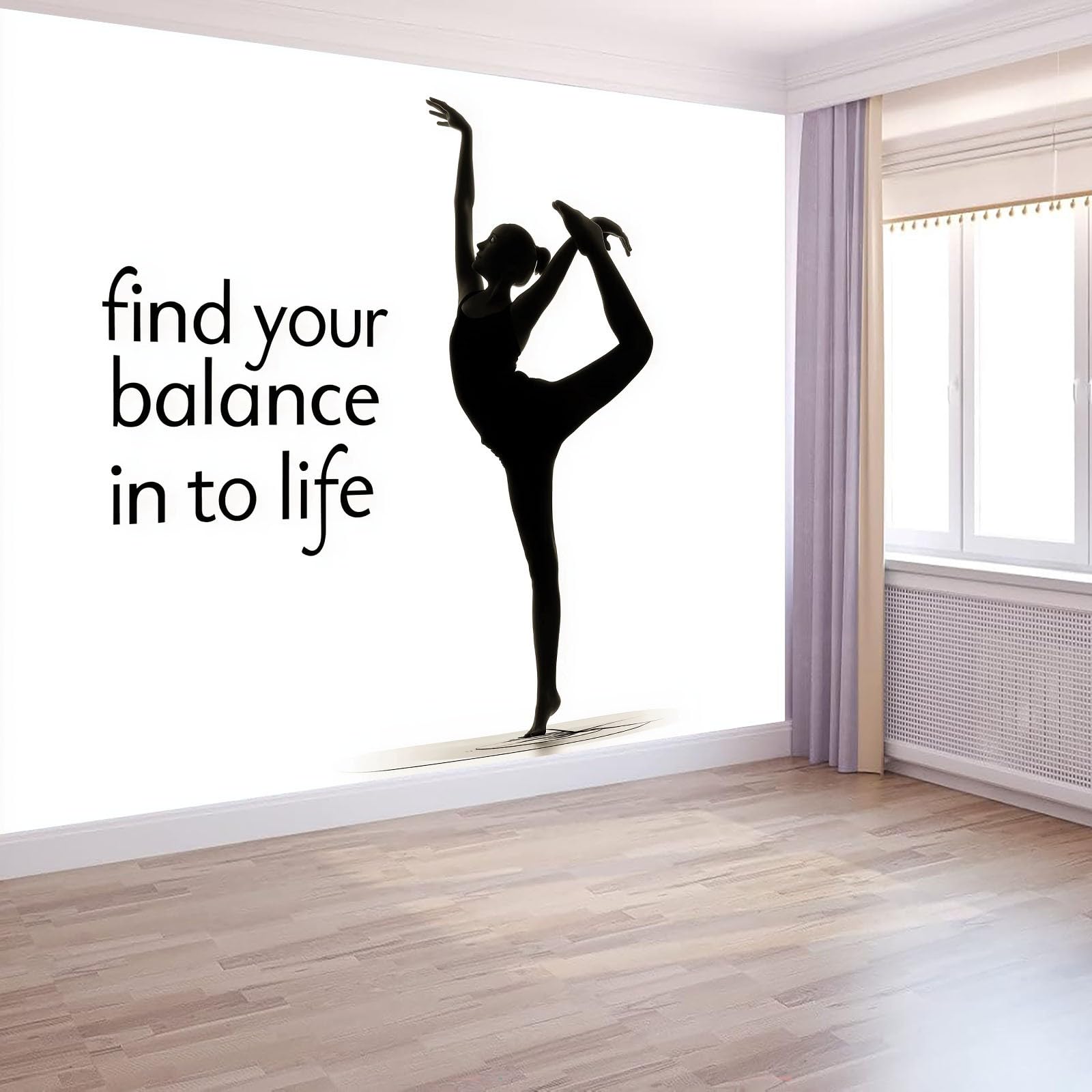 Minimalistyczna tapeta z literami, balet kobiety winylowe 3D fototapety ścienne 200 x 140 cm włóknina biała tapeta do salonu sypialni - malowidła ścienne dekoracja domu sztuka