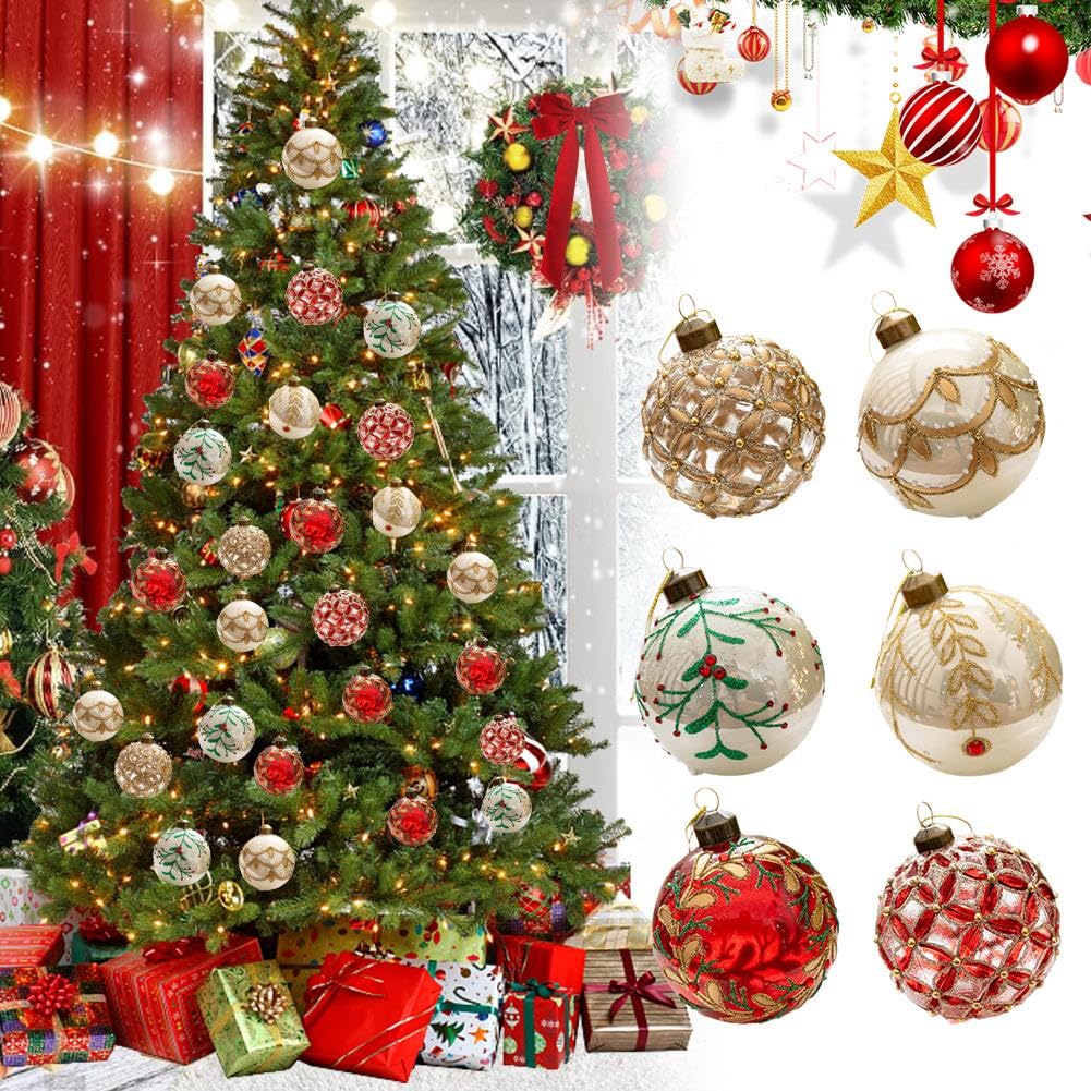 Adornos de bolas de cristal de Navidad, adornos de vidrio para árbol de Navidad, adornos de Navidad de vidrio soplado a mano, bolas colgantes de observación 2024, decoración de Navidad vintage para