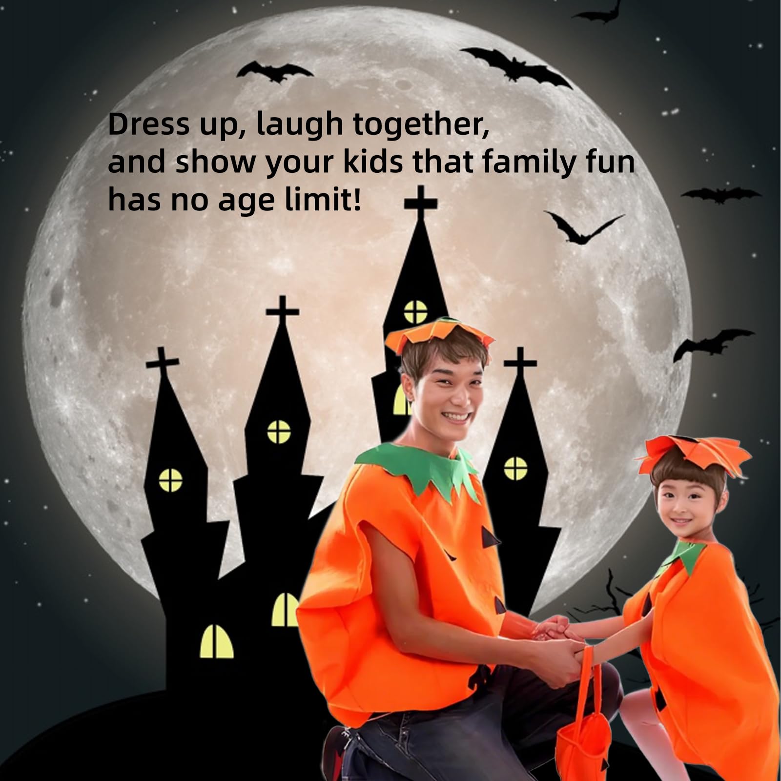 LIANRISES 5pcs Pumpkin Costume for Women Men Halloween Adult Pumpkin Outfit Suit, Pumpkin Adults Kids Fancy Dress - Image 4