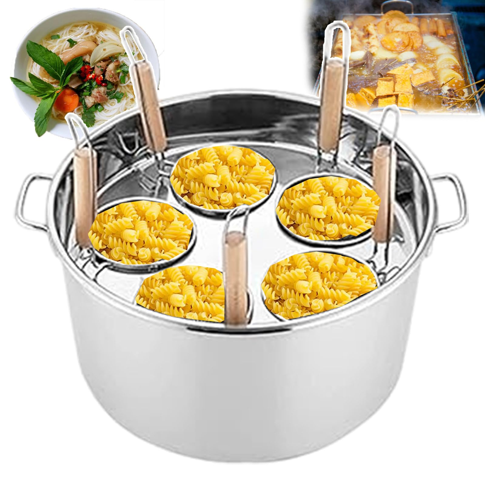 UMJIGF Spaghetti Noodle Cooking Machine, Home Kitchen Storage Pot Restaurant Steam Pot Manual Pasta Makers with Distributor and Colander Strainer, Cook Hot Pot, Spicy Food, Pasta,