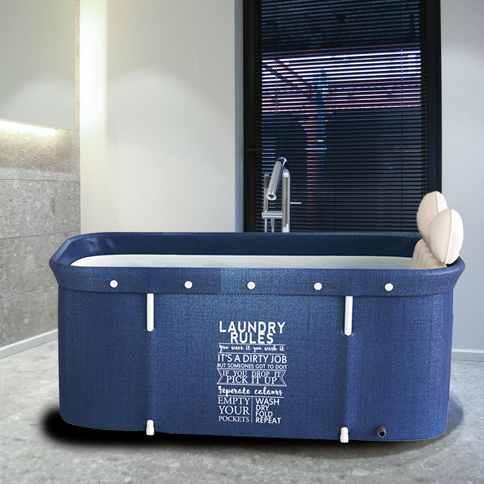 Bañera plegable Bañera de pie empapada Bañera portátil Bañera móvil Bañera plegable Barril Baño Spa Bañera, 120 x 50 cm para interior y exterior (Estilo 2)
