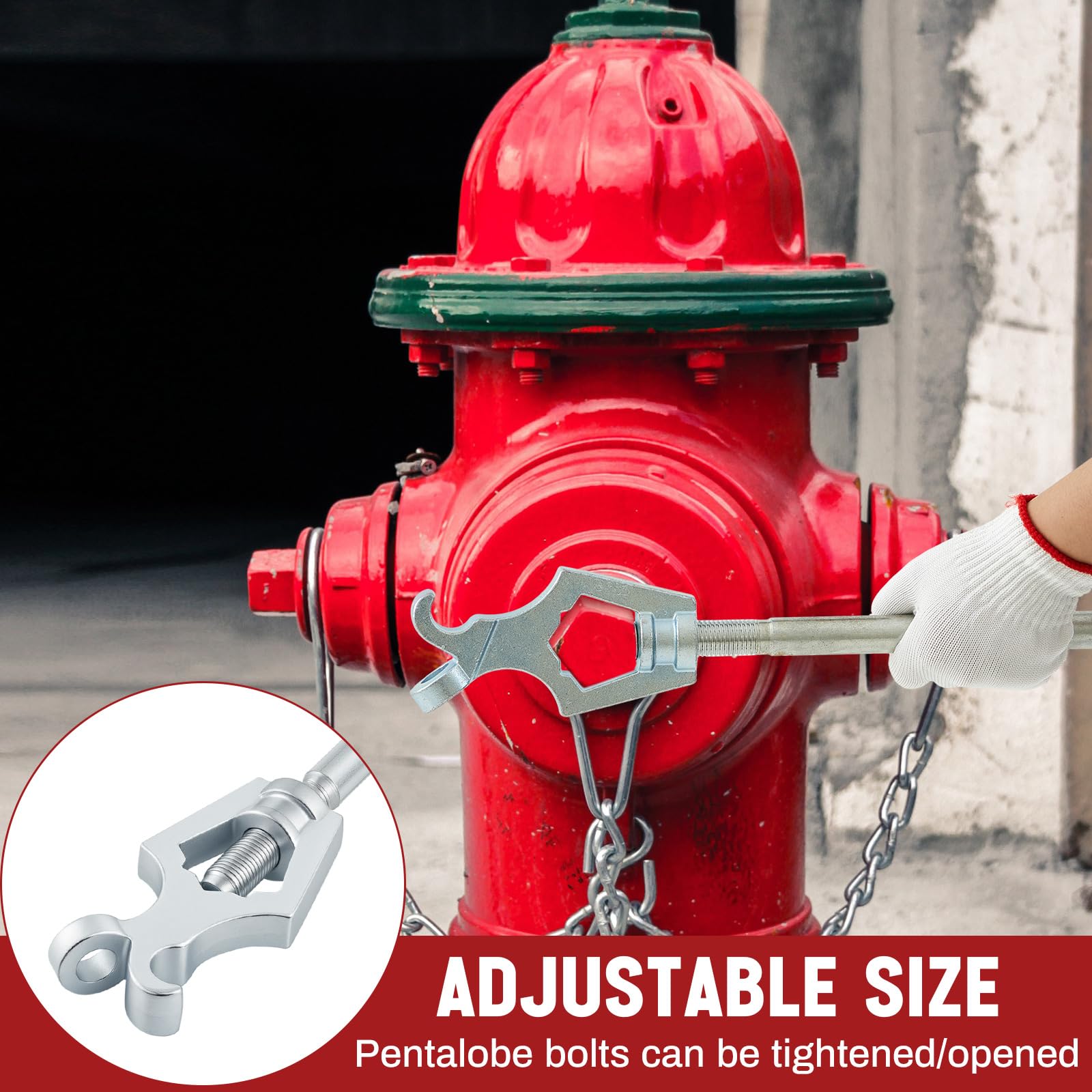 Tandefio 1 llave de boca de incendios ajustable, llave de hidrante multifuncional de 1-1/2 a 3 20 pulgadas para apretar la tuerca de fuego, apriete la tubería de agua, tuerca ajustable de 3 posiciones
