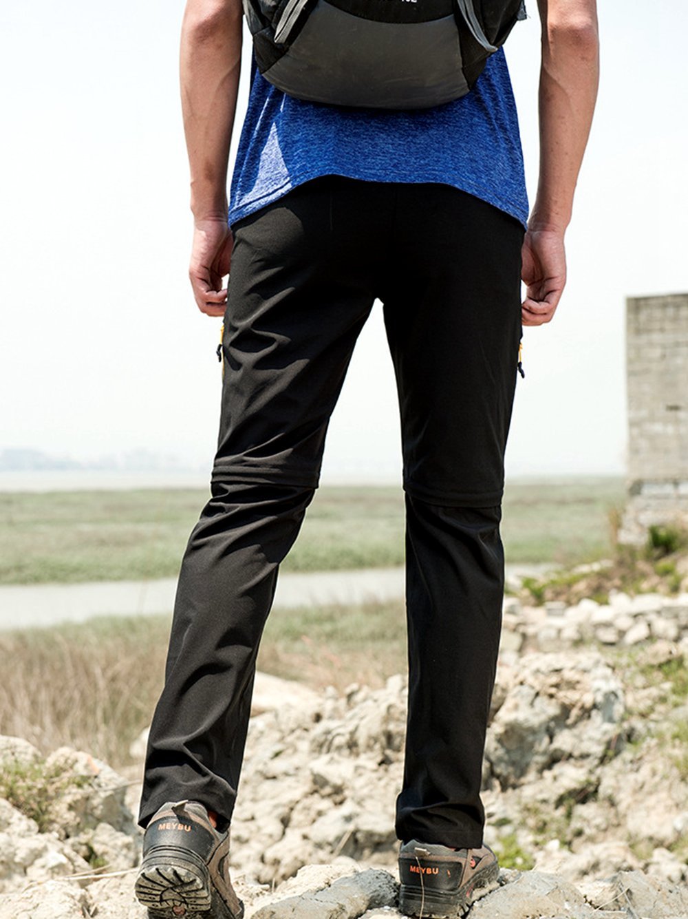 Outdoorhose Herren Zwei Teile zerlegbar Leicht mit Gürtel Sonnenschutz Schnell Trocknende Wanderhose Funktionshose