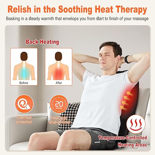 Miniatura 3 de Cojín de asiento de masaje con calor, masajeador de espalda refrescante para silla, masajeador de silla para masaje de cuerpo completo, almohadilla