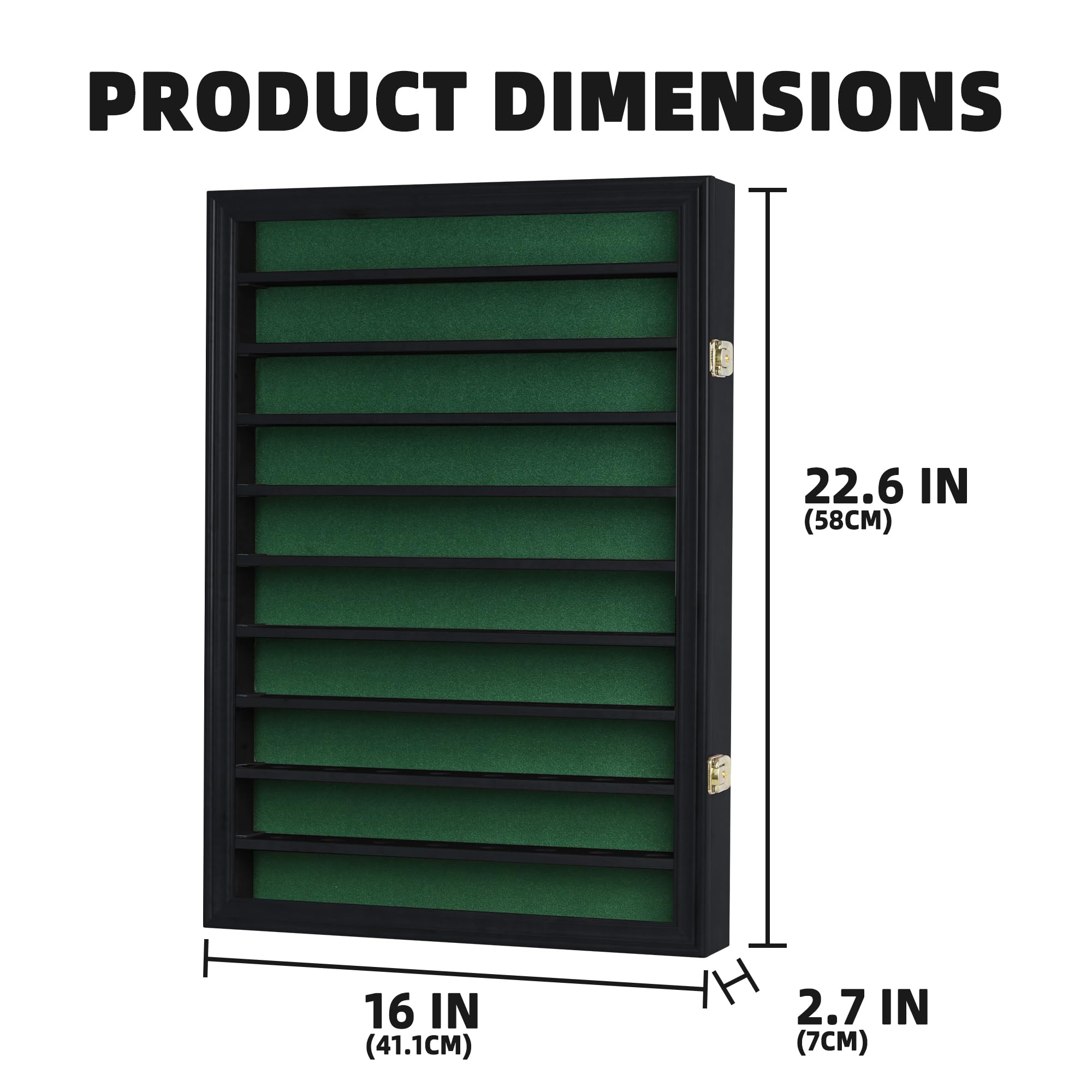 DisplayGifts 80 Golf Ball Display Case Cabinet with Glass Door, Solid Wood, GB80-BLA by