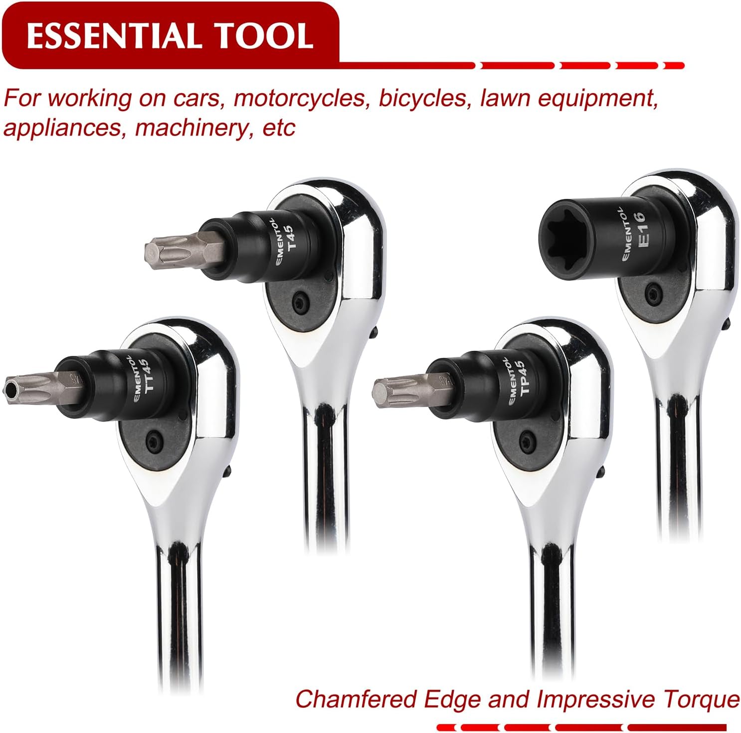 EMENTOL Master Torx Bit Socket and External Torx Socket Set, 1/4" 3/8" 1/2" Drive, 67PCS, T6-T70, TT6-TT70, TP8-TP60, E4-E24, Includes Socket Adapters, Drill Adapters, CR-V Steel