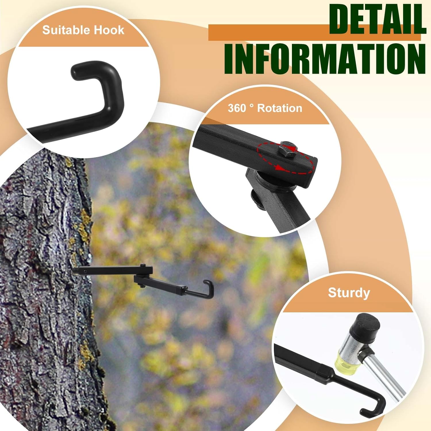Sadnyy 13'' Tree Stand Bow Hanger Bow Hunting Accessories Tree Stand Accessories for Hunting Bow Holder Archery Tree Stand Bow for Hunting Outdoors Sports