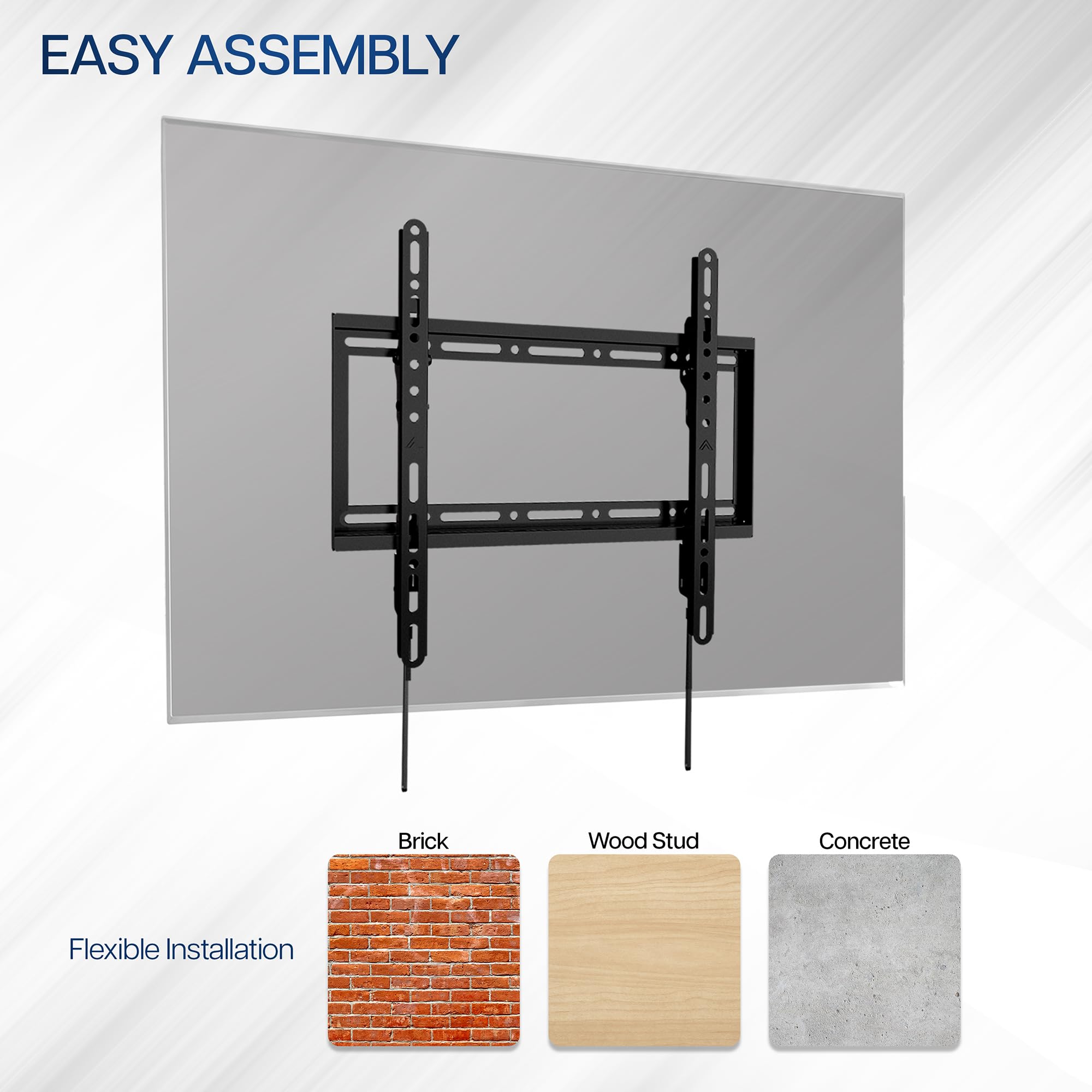 VIVO Mount-VW075T - Supporto da parete per TV LCD LED curvo e piatto da 32" a 75", con inclinazione e VESA max 400 x 400 mm, colore: nero