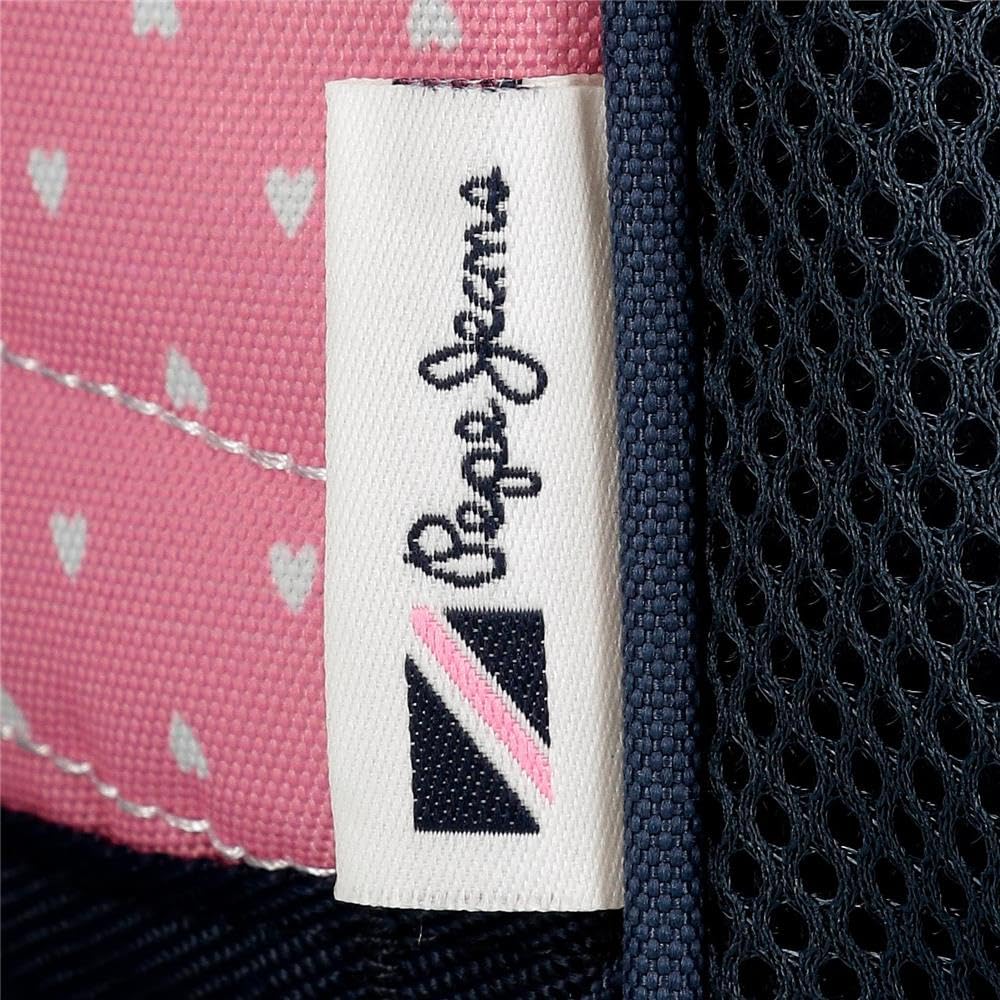 Pepe Jeans Noni denim Mochila escolar, azul y rosa, fabricada en Poliéster, Tirantes ajustables para llevarla cómodamente, varios compartimentos, Con llavero pompón, de Joumma Bags