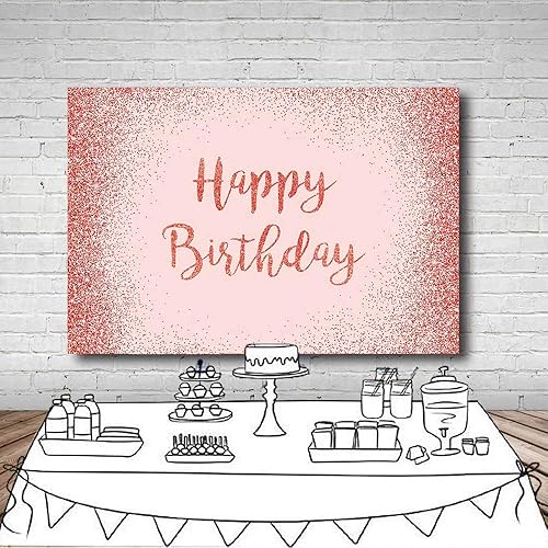 Miniatura 5 de MEHOFOND Fondo de fotos con purpurina de oro rosa y rosa, accesorios de fondo brillante para niña y mujer, pancarta de fiesta de feliz cumpleaños,