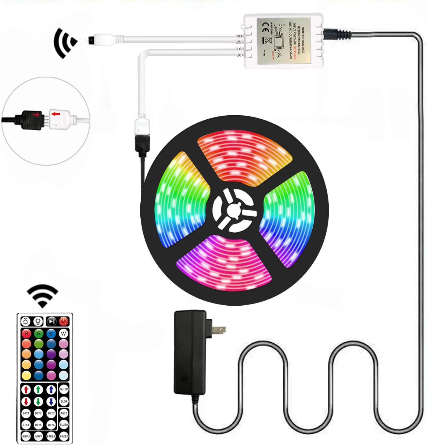 segrass LED Strip Light 16.4 ft,Color Changing LED Light Strip,SMD 5050,LED Light for Bedroom Party TV Decoration