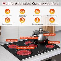 Karinear 77 cm-es Beépíthető Üvegkerámia Főzőlap 5 Zónával, 8400W, Érintőgombos, Időzítővel, Gyerekzárral, Túlmelegedés Elleni Védelemmel 2