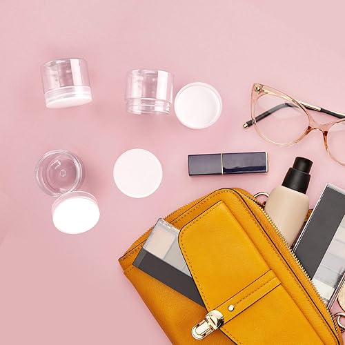 Vista 4 de SATINIOR - Paquete de 6 recipientes de plástico redondos transparentes a prueba de fugas, con tapa para almacenamiento en viajes, sombra de ojos