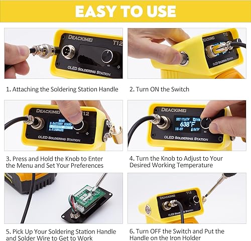 Miniatura 5 de Deackimei Estación de soldador inalámbrico para batería Dewalt de 20 V máximo, temperatura ajustable, suspensión automática y protección de bajo