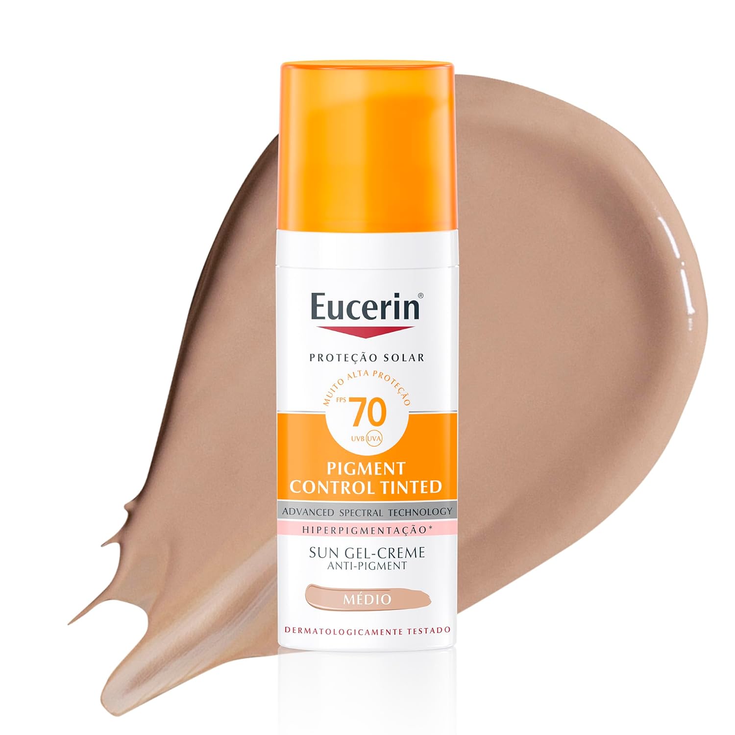 EUCERIN Protetor Solar Facial Antimanchas Com Cor FPS70 50ml, Pigment Control, Proteção UVA, UVB e Luz Visível, Thiamidol