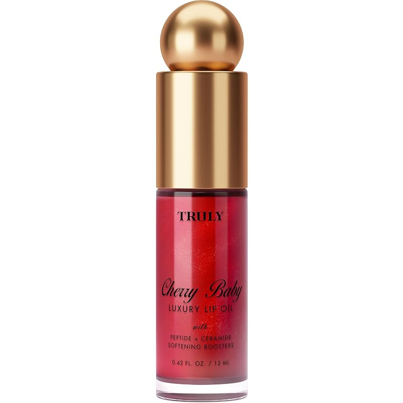Truly Óleo Labial com Peptídeos, Ceramidas e Ácido Hialurônico, Tonalidade Vermelha Translúcida Cherry Baby