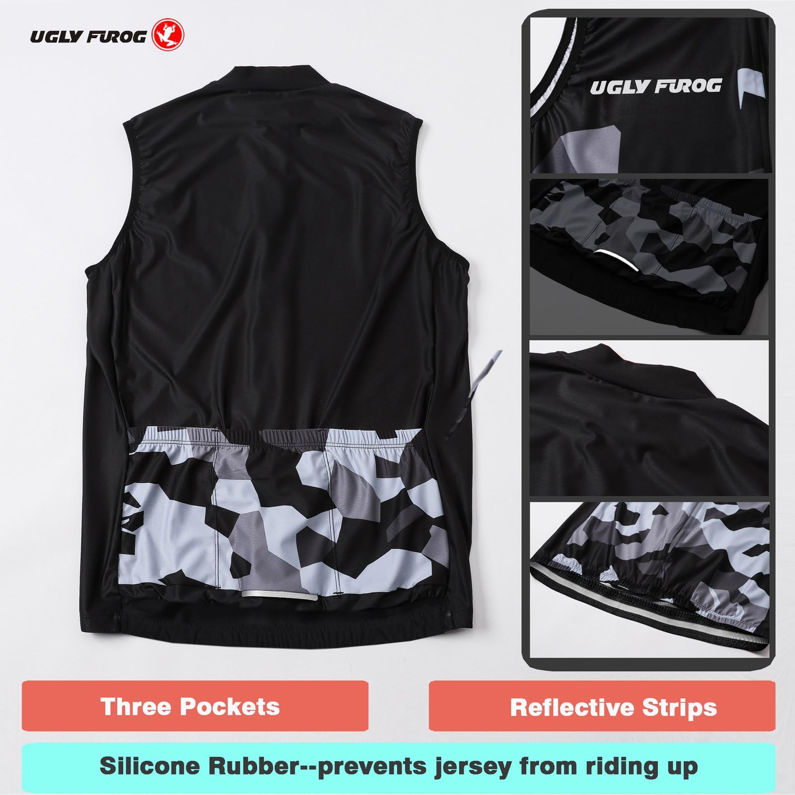 UGLY FROG Mujeres Camisetas Bicicleta Montaña Verano/Primavera Ciclismo Jersey Tops Sin Mangas con 3 Bolsillos Traseros