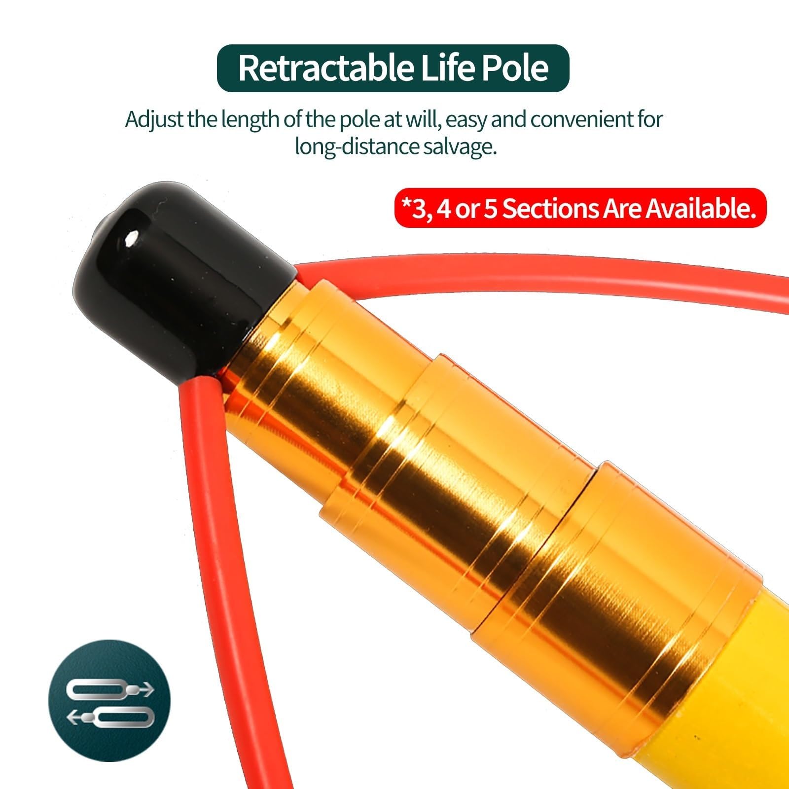 Pértiga telescópica para Piscinas con Gancho de Seguridad para Rescate de Emergencia y Mantenimiento de Piscinas.