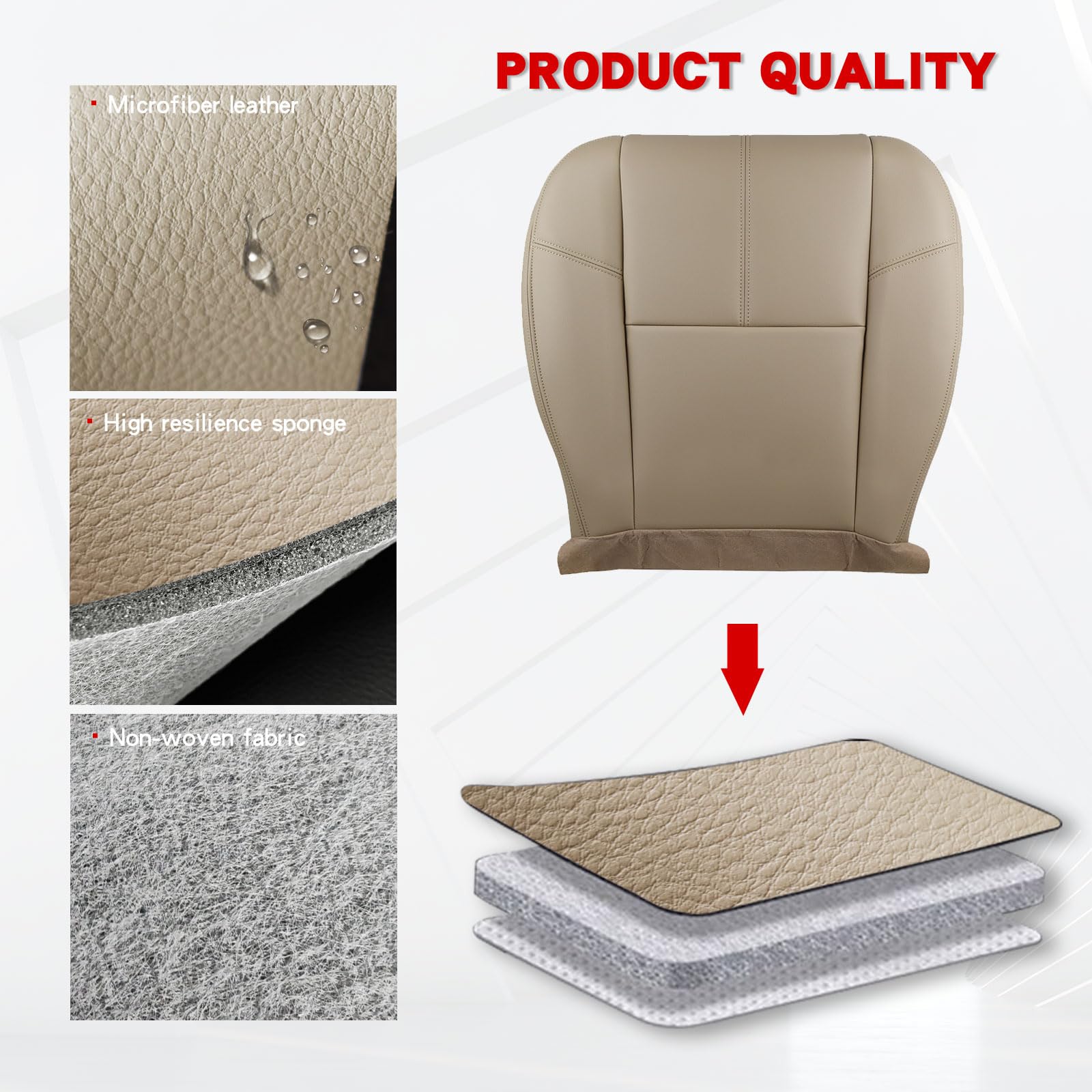 Funda de piel para asiento de coche para SLD-07-14, color beige