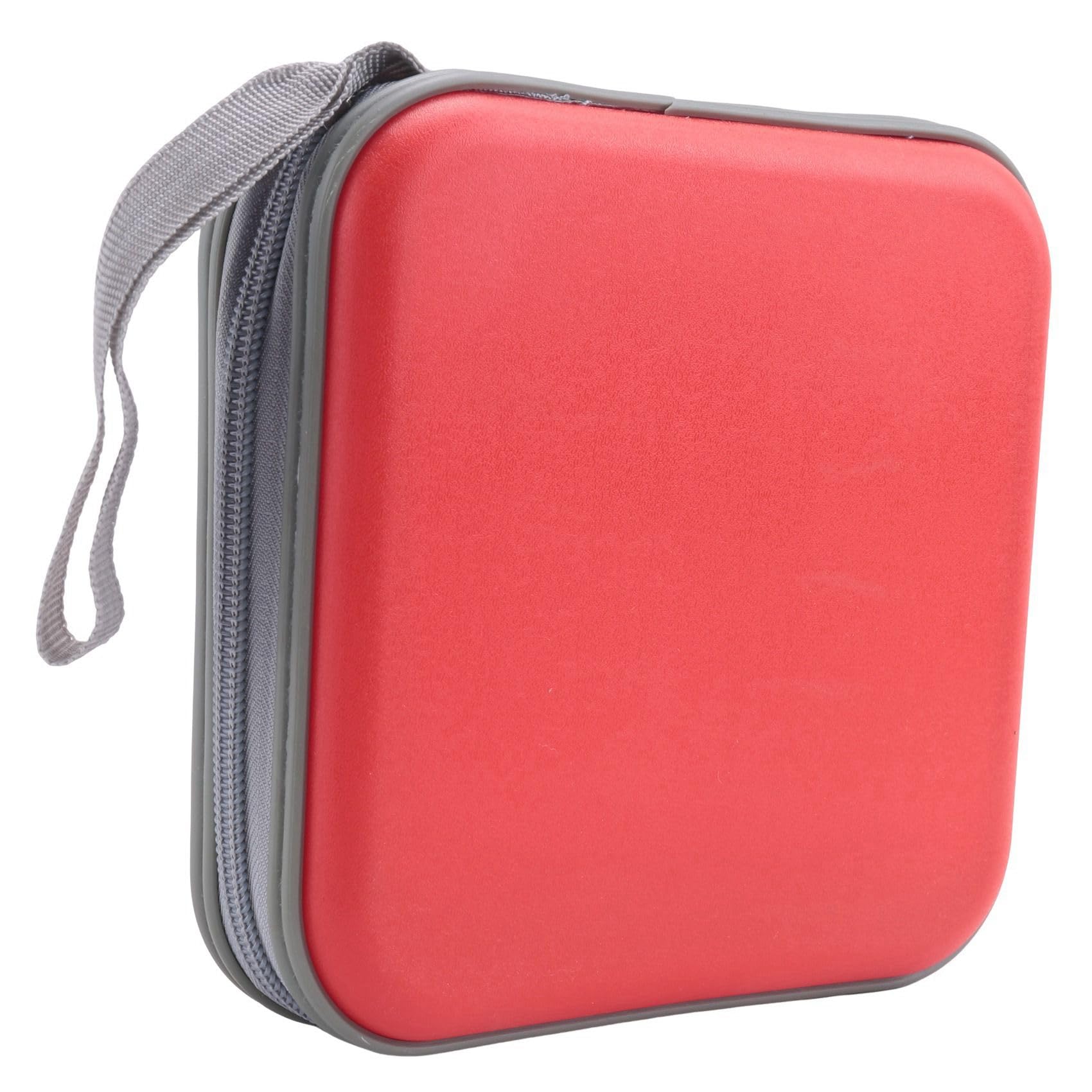 Quystetes 40 CD DVD Disc Album Storage Carry Case Cover Wallet Sleeve Holder Bag Hard Box - Red