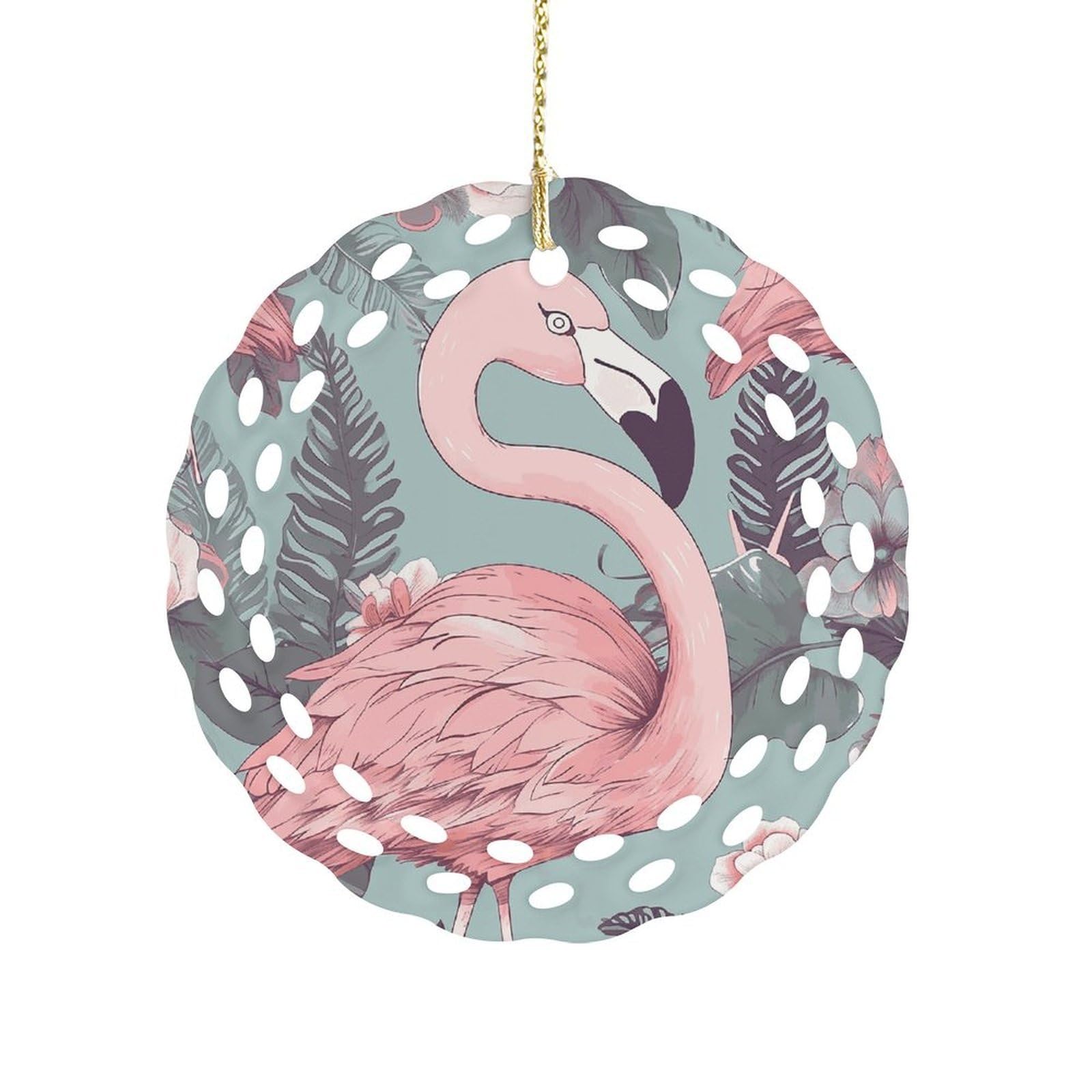 Fodpand Women's Style Flamingo2 Ceramic Ornament For Home Decor 3.2" Round Tree Decoration Christmas Ornaments For Men Double-Sided Design