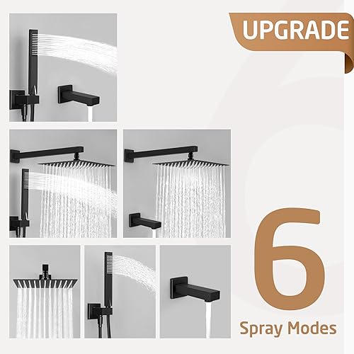 Miniatura 6 de KES Sistema de ducha de equilibrio de presión con boquilla de grifo de bañera de mano y cabezal de ducha de lluvia de 10 pulgadas, combinado de