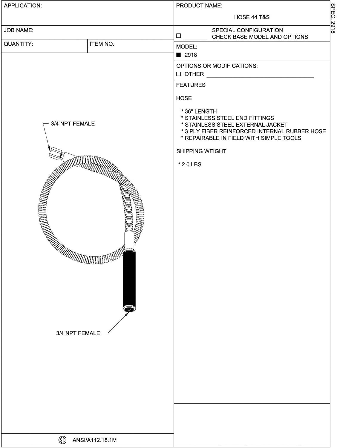 Frее Shірріng оƒƒеr Fisher 2918 Replacment Pre-Rinse Hose, with handle, 44 long, brass
