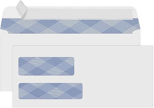 Sobres de seguridad de doble ventana 500#9, sobres blancos autosellados PANDRI NO.9 diseñados para facturas, declaraciones comerciales y documentos,