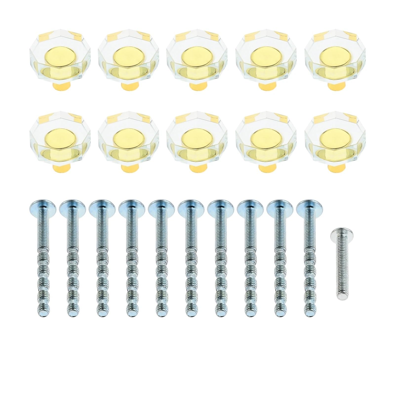 Boutons de tiroir en cristal ronds 32.2x26.9mm avec vis de fixation en laiton doré