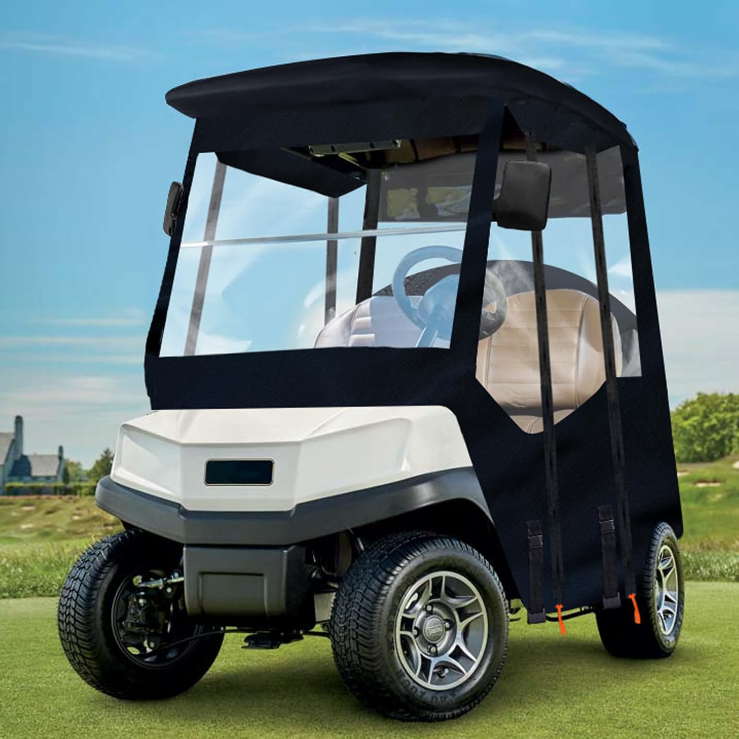 Club Car 2 Passengers Golf Cart Enclosure Rain Cover High Transparency Heavy Duty 600D Golf Cart Driving Shield Waterproof Windproof