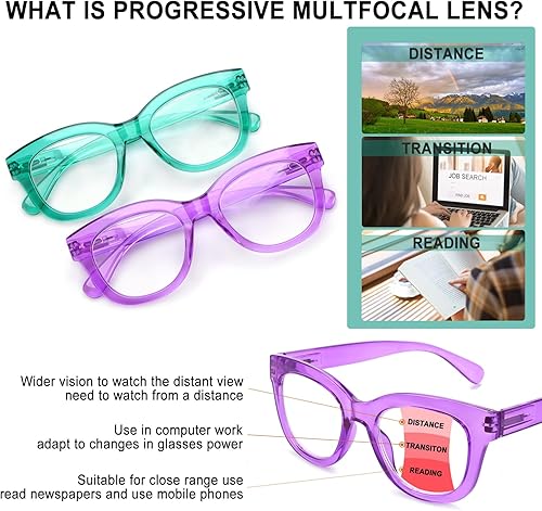 Miniatura 4 de Anteojos de lectura progresivos multienfoque para mujeres y hombres, bloqueo de luz azul, computadora sin línea multifocales