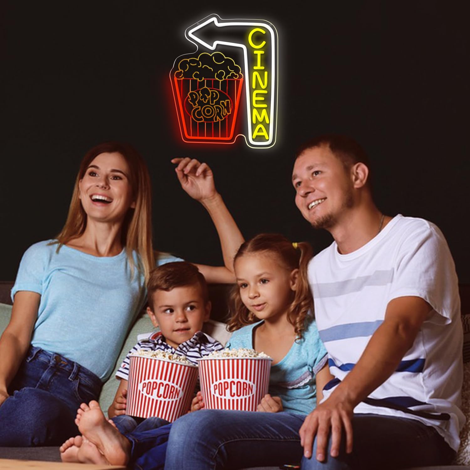 Cinema Neon Sign,Popcorn Bucket Neon Light Sign for Cinema Theater Wall Sign for Home Theater,Bar,Game Room Retro Movie Night Neon Light,Movie Room Decor,Sign Decor for Film Lovers,Man Cave