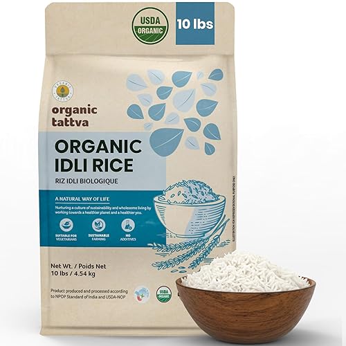 Arroz Idli orgánico envasado en paquete al vacío de 10 libras