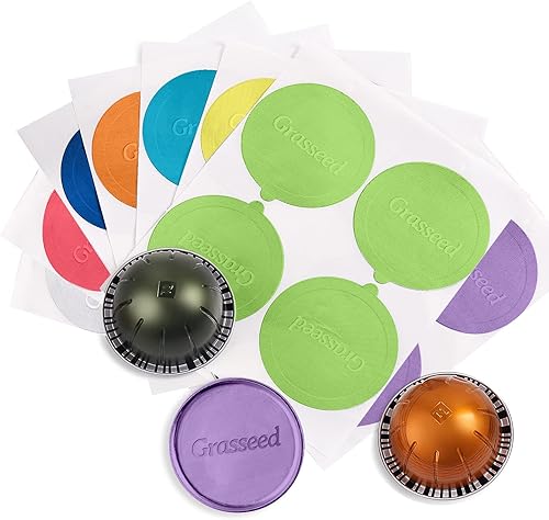 Grasseed Tapas de papel de aluminio para reutilizar cápsulas de café compatibles con cápsulas Nespresso VertuoLine, 64 piezas8 colores Grasseed Tapas de papel de aluminio para reutilizar cápsulas de café compatibles con cápsulas Nespresso VertuoLine, 64 piezas8 colores