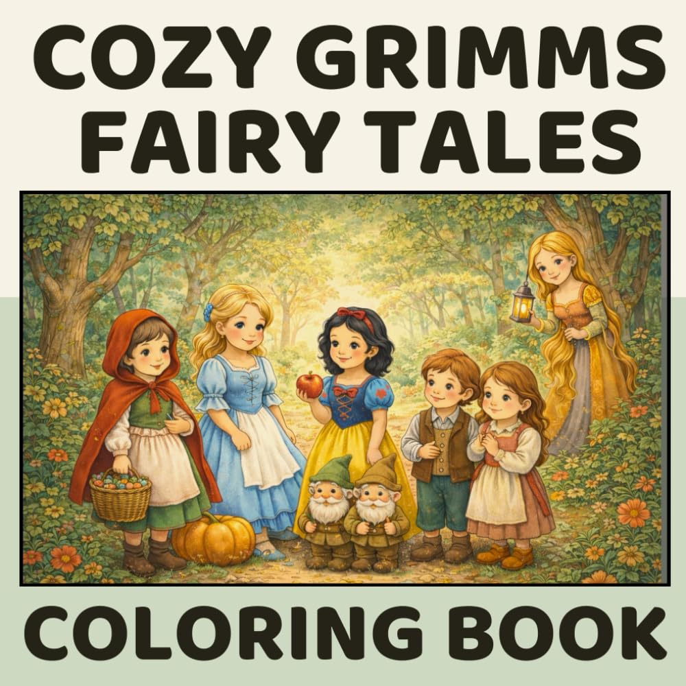 Cozy Grimms Fairy Tales Coloring Book: A Hygge Style Coloring Book Featuring Pictures Inspired By the Brothers Grimm.