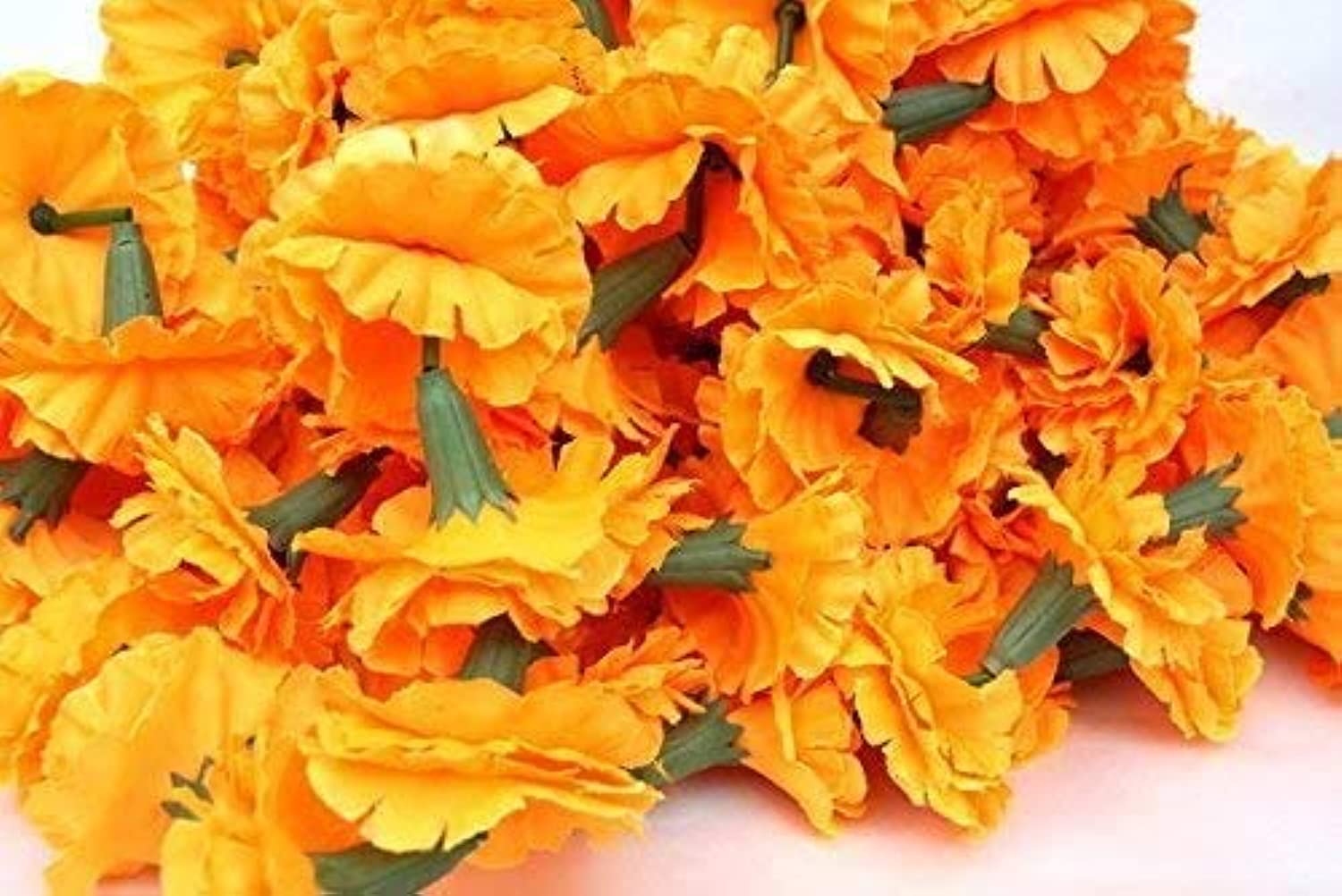 Orange 5 Feet Long Strands Marigold Garlands, Flower Garland, Indian Wedding Flowers, Diwali Marigold, Set of 5, Party Decor, Wedding, Deepavali