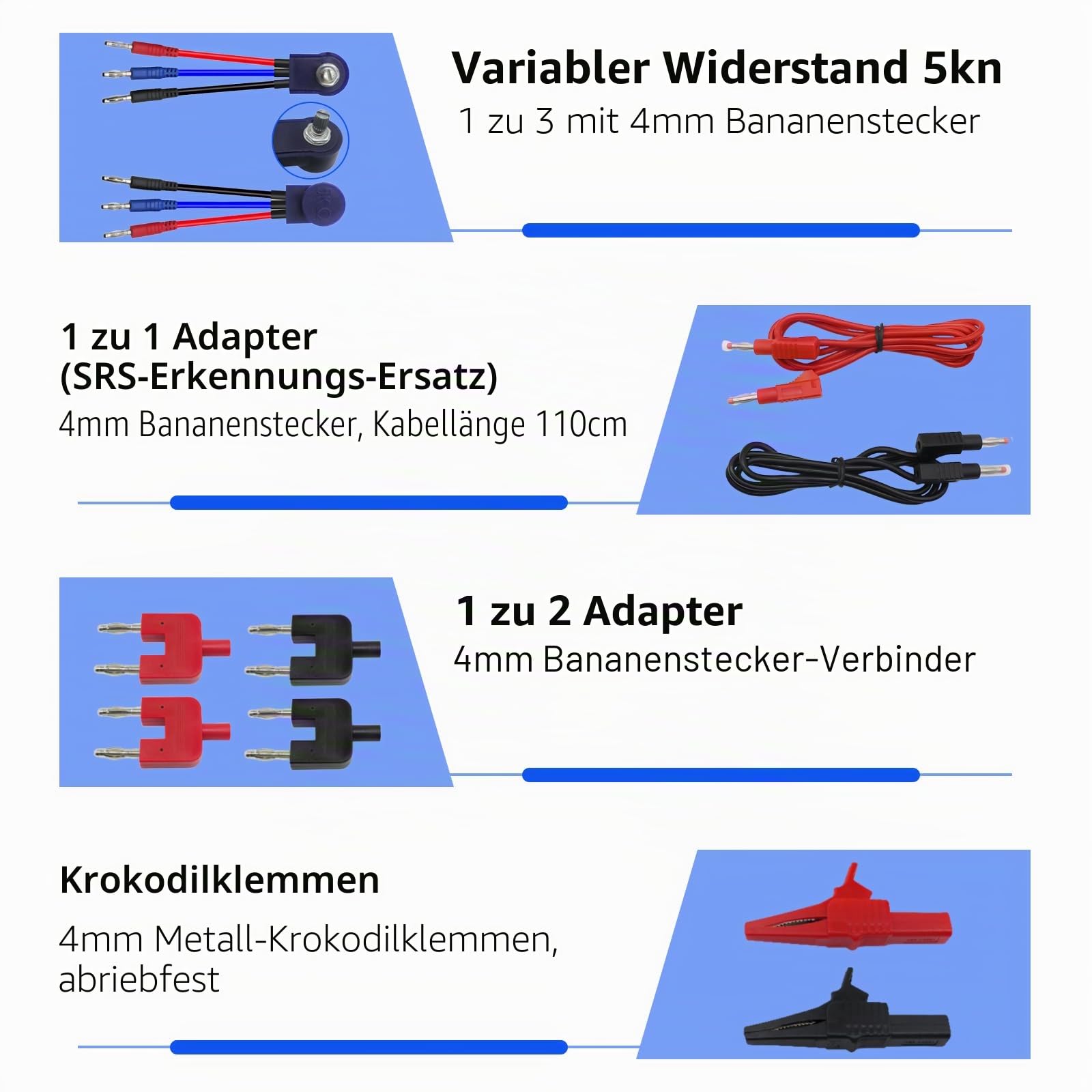 Multimeter Messleitungssatz, Automatische Diagnosewerkzeuge für Kfz mit Sonden und Krokodilklemmen, Schaltkreisprüfung und SRS Test, für Autoreparatur und Elektronik