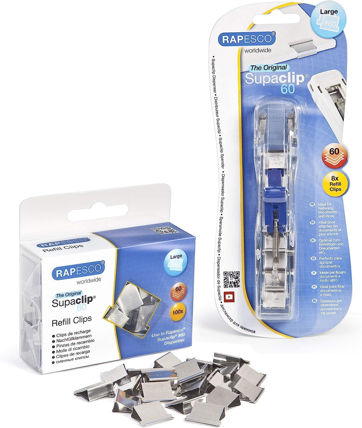 RAPESCO 1300A Supaclip 60 Kit, Dispenser and 100 Stainless Steel Refill Clips