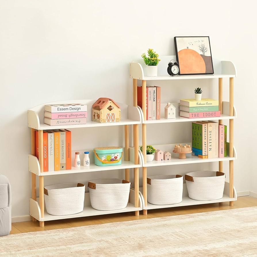 Amazon｜TOOKYLAND オープンラック4段 木製 本棚 キッチンラック 収納