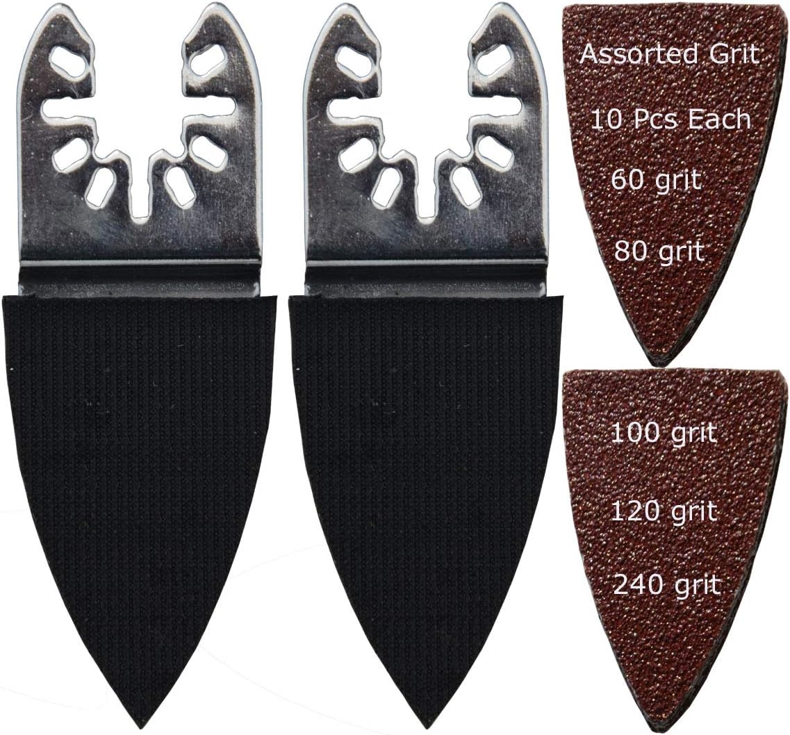 XXGO 52 Pcs Finger Oscillating Multi Tool Sanding Pads Accessories Kits Compatible with Bosch, Chicago, Craftsman, Dremel, Fein, Harbor Freight, Makita, Milwaukee, Porter Cable, Ridgid XG3052