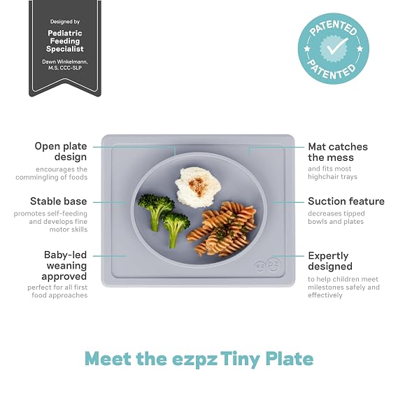 ezpz Tiny Plate + Tiny Bowl - baby essentials plate and bowl set