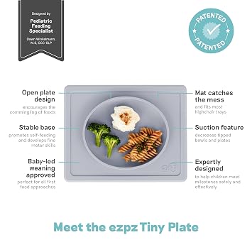 ezpz Tiny Plate + Tiny Bowl - baby essentials plate and bowl set