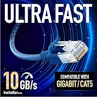 Vista 3 de InstallerParts Cable Ethernet CAT6A Slim Cable UTP Booted 0.5 pies - Rojo - Serie Profesional - Red 10Gigabit/Sec Cable de Internet de alta