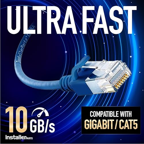 Miniatura 3 de InstallerParts Cable Ethernet CAT6A Slim Cable UTP Booted 0.5 pies - Rojo - Serie Profesional - Red 10GigabitSec Cable de Internet de alta